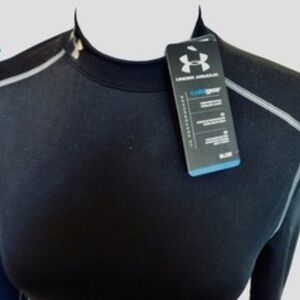 NWT Under Armour ColdGear Mens Compression Mock Neck Long Sleeve Black Shirt Med